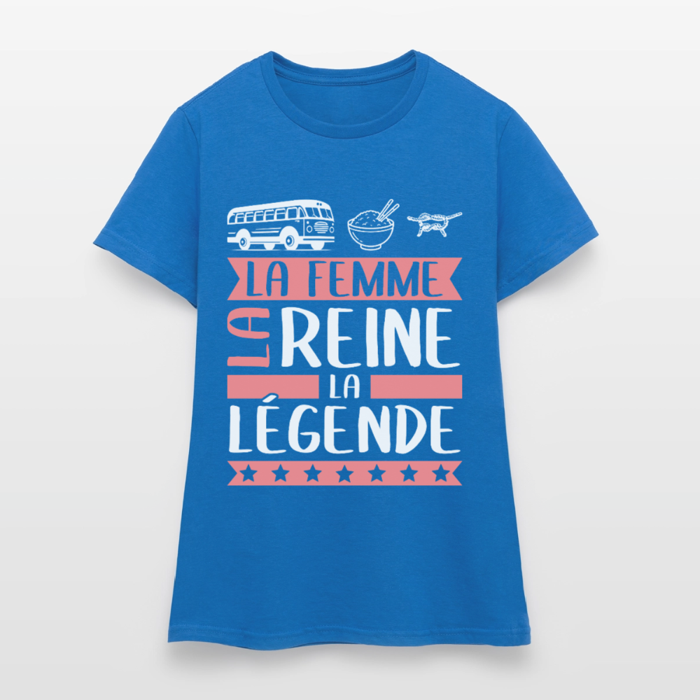 T-shirt femme Karine rébus – La femme, la reine, la légende - bleu royal