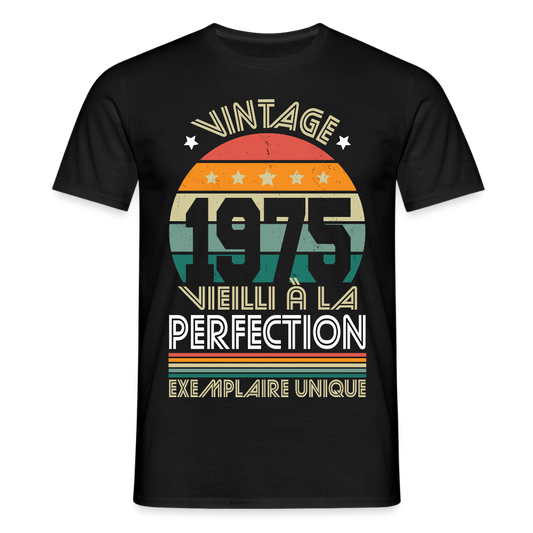 T-shirt Homme - Anniversaire 50 Ans - Vintage 1975 - noir