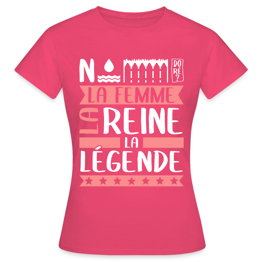 T-shirt femme Noémie rébus – La femme, la reine, la légende - rose azalée