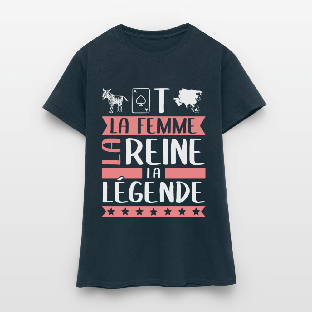 T-shirt femme Anastasie rébus – La femme, la reine, la légende - marine