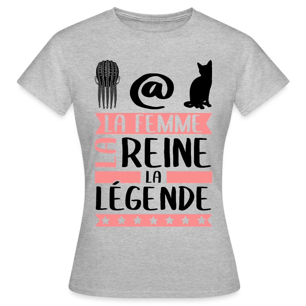 T-shirt femme coloris clair Natacha rébus – La femme, la reine, la légende - gris chiné