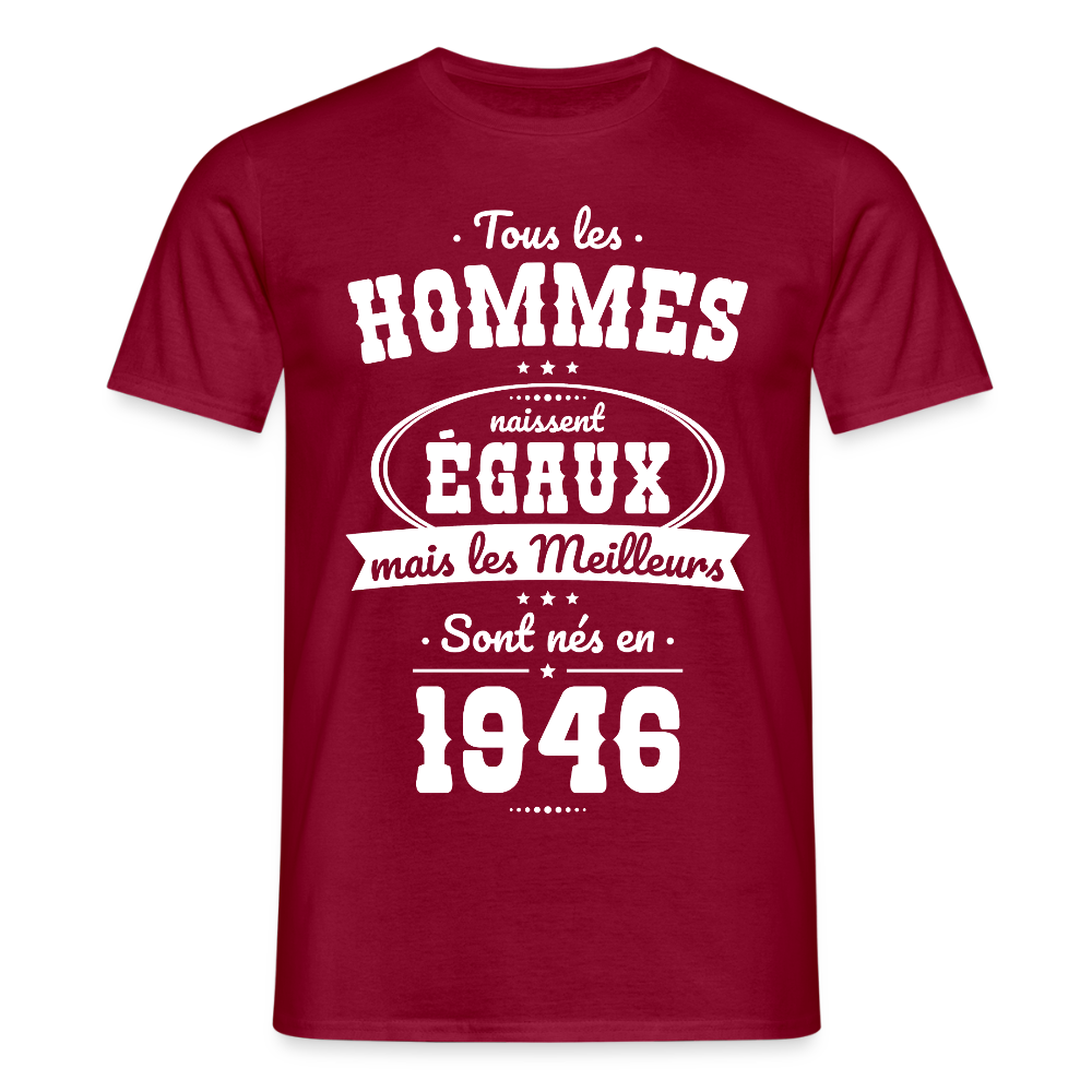 T-shirt anniversaire homme 80 ans – Les meilleurs sont nés en 1946 - rouge brique