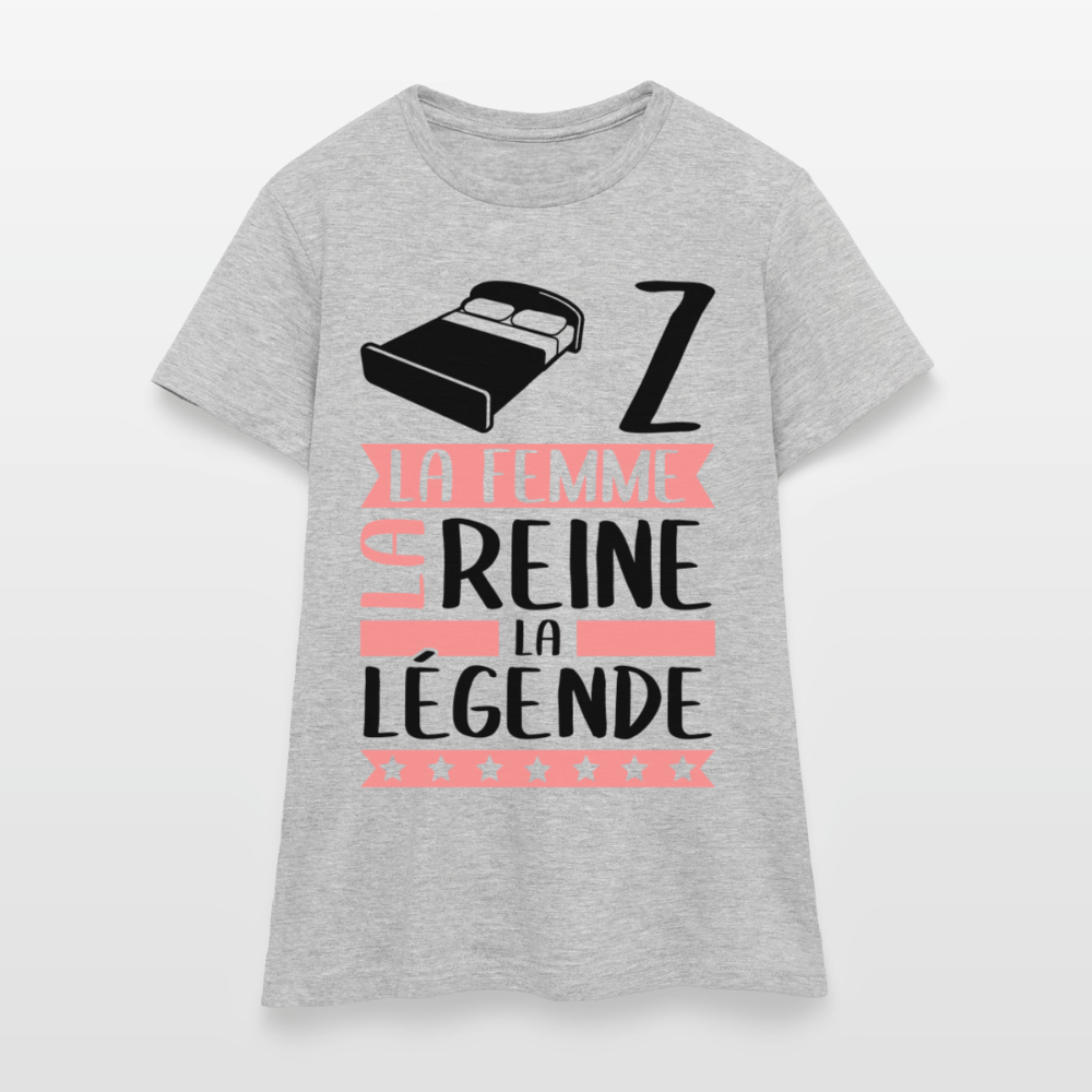 T-shirt femme coloris clair Lise rébus – La femme, la reine, la légende - gris chiné