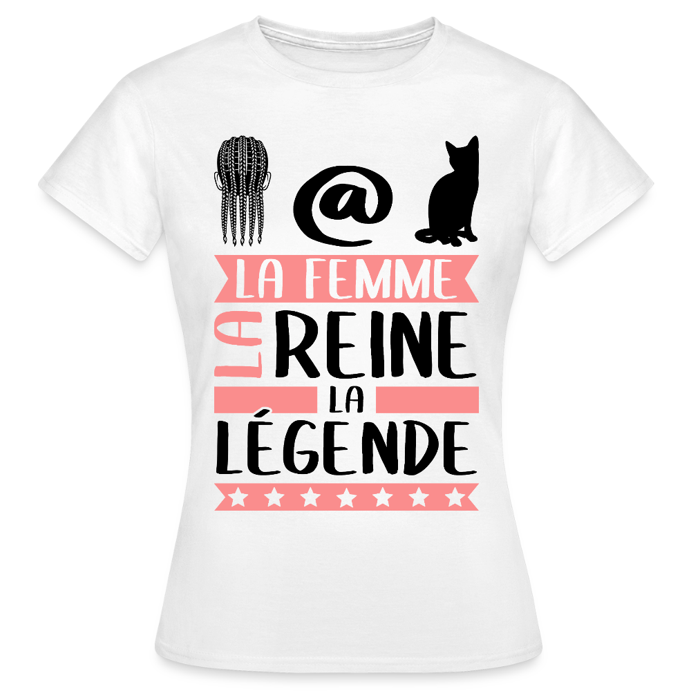 T-shirt femme coloris clair Natacha rébus – La femme, la reine, la légende - blanc