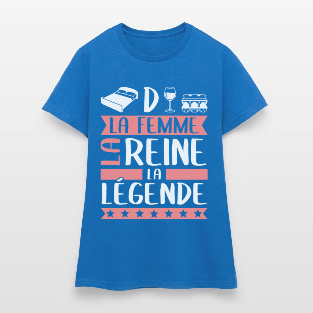 T-shirt femme Lidwine rébus – La femme, la reine, la légende - bleu royal