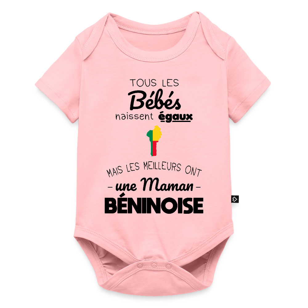 Body Bébé bio manches courtes - Les Meilleurs Ont Une Maman Béninoise - rose