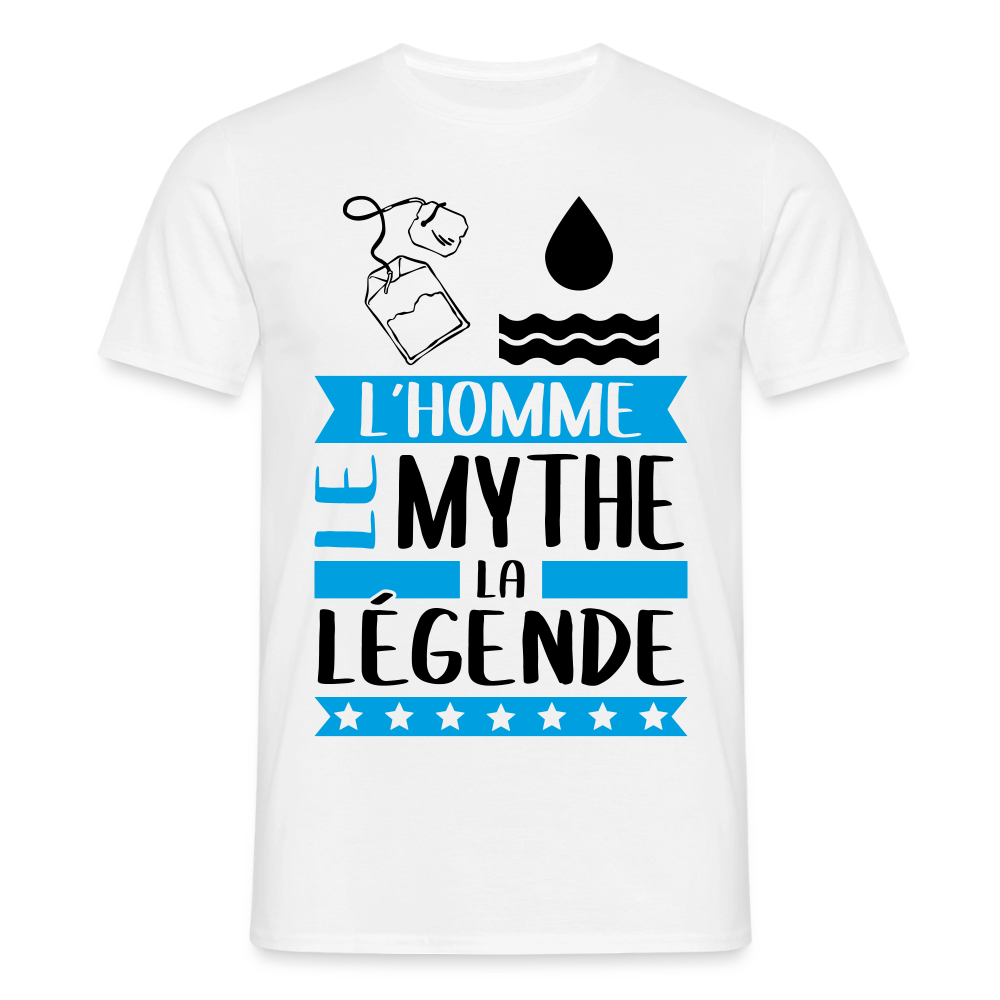T-shirt homme coloris clair Théo en rébus – L’homme, le mythe, la légende - blanc