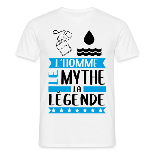 T-shirt homme coloris clair Théo en rébus – L’homme, le mythe, la légende - blanc