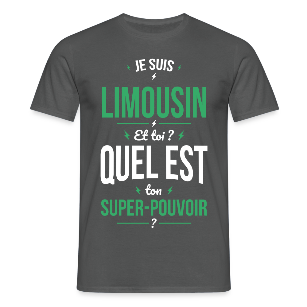 T-shirt Homme - Je suis Limousin - Super-pouvoir - charbon
