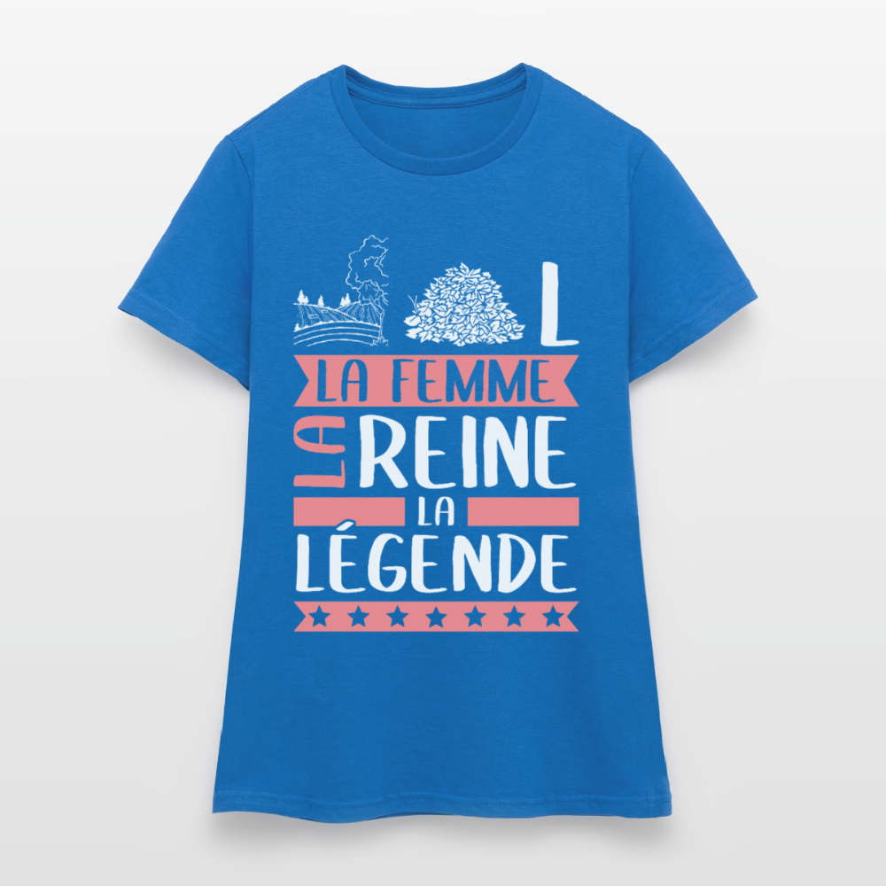 T-shirt femme Chantal rébus – La femme, la reine, la légende - bleu royal