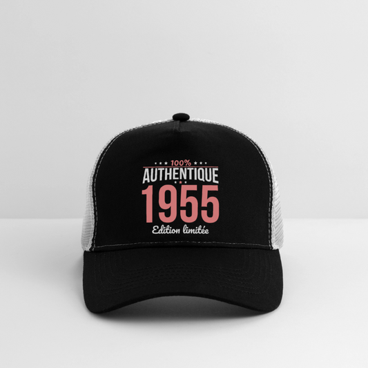 Casquette Trucker - Anniversaire 70 Ans - 100% Authentique 1955 - noir/gris pierre