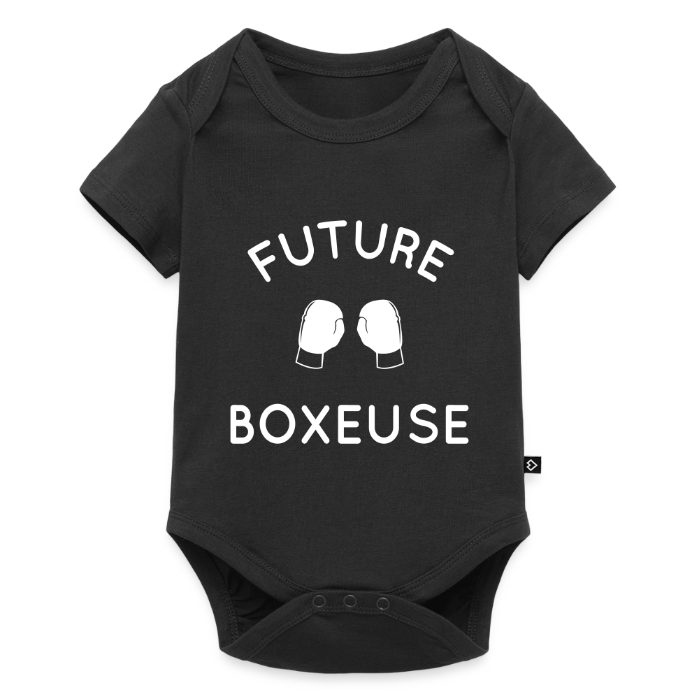Body Bébé bio manches courtes - Future boxeuse - noir