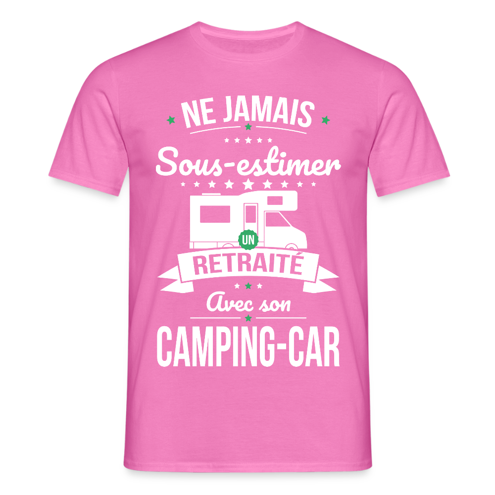 T-shirt Homme -  Ne jamais sous-estimer un retraité avec son camping-car - rose