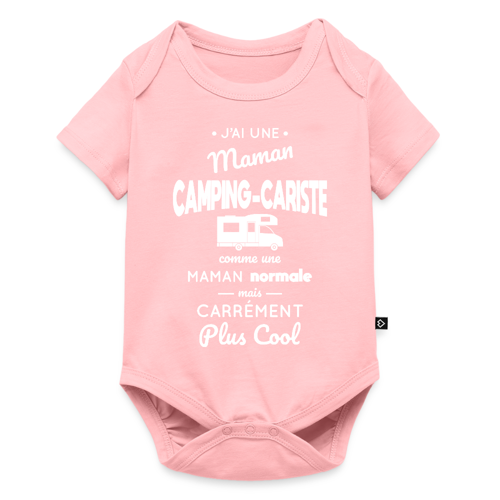 Body Bébé bio manches courtes - J'ai une maman camping-cariste - rose