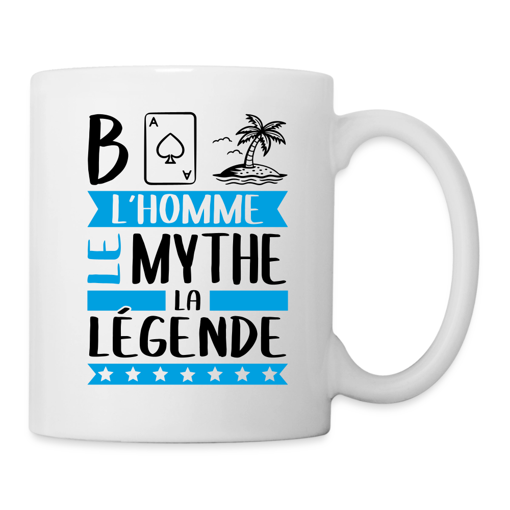 Mug blanc Basile rébus – L’homme, le mythe, la légende - blanc
