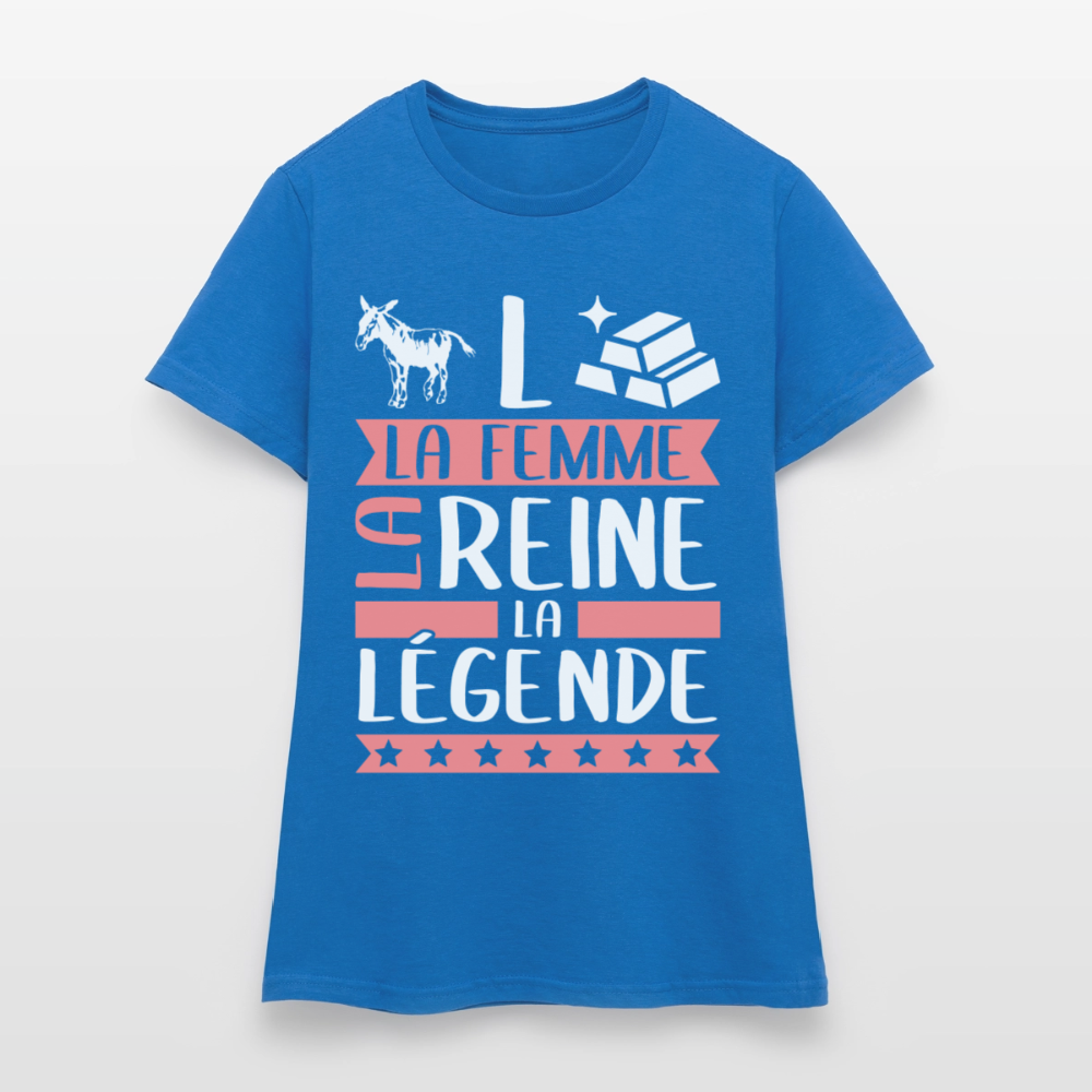 T-shirt femme Anne-Laure rébus – La femme, la reine, la légende - bleu royal