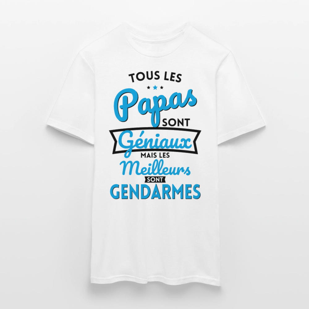 T-shirt Homme - Papas  géniaux - Les meilleurs sont gendarmes - blanc