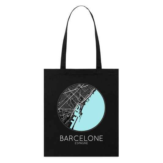 Tote Bag Barcelone Bio – Plan de Barcelone - noir