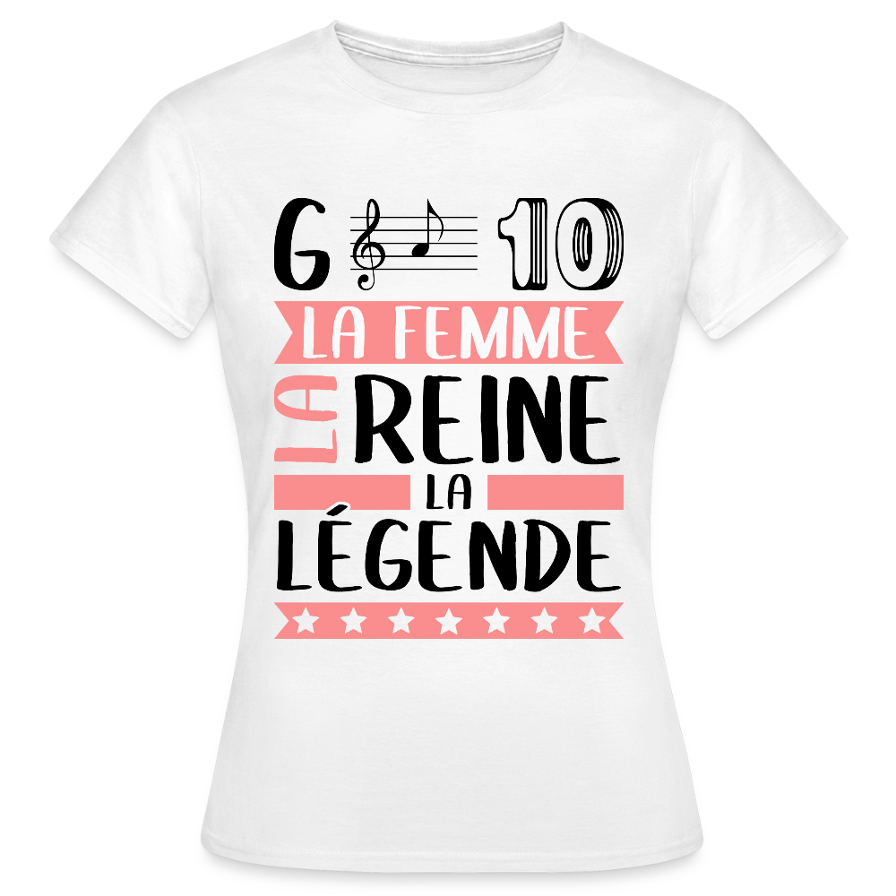 T-shirt femme coloris clair Gladys rébus – La femme, la reine, la légende - blanc