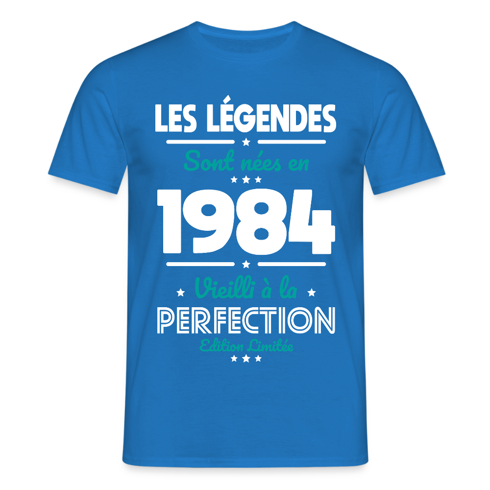 T-shirt Homme - Anniversaire 41 Ans - Les Légendes sont nées en 1984 - bleu royal