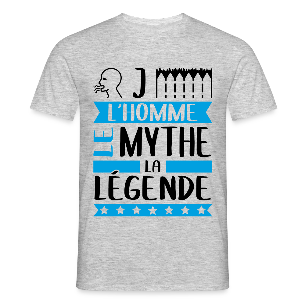 T-shirt homme coloris clair Roger en rébus – L’homme, le mythe, la légende - gris chiné