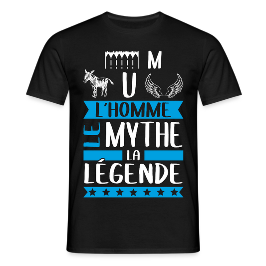 T-shirt homme Emmanuel rébus – L’homme, le mythe, la légende - noir