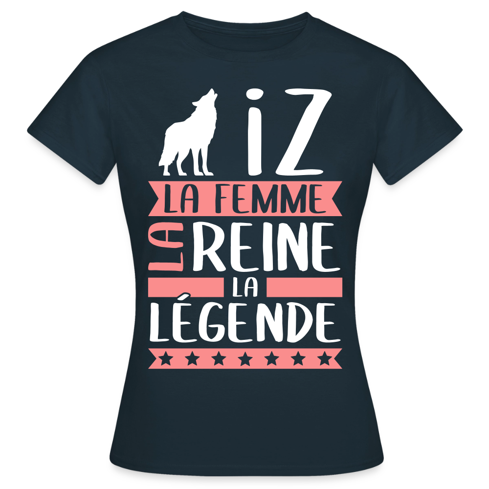 T-shirt femme Louise rébus – La femme, la reine, la légende - marine