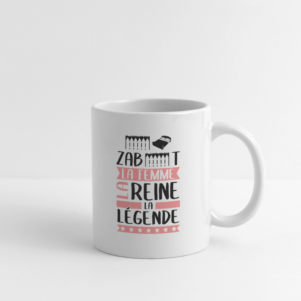 Mug blanc Elisabeth rébus – La femme, la reine, la légende - blanc