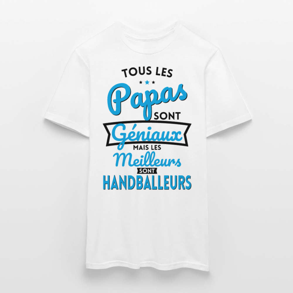 T-shirt Homme - Papas  géniaux - Les meilleurs sont handballeurs - blanc