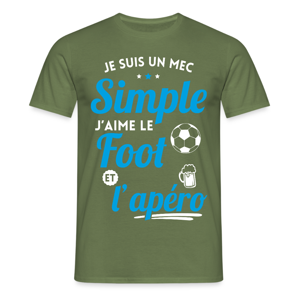 T-shirt Homme -  J'aime le foot et l'apéro - vert militaire