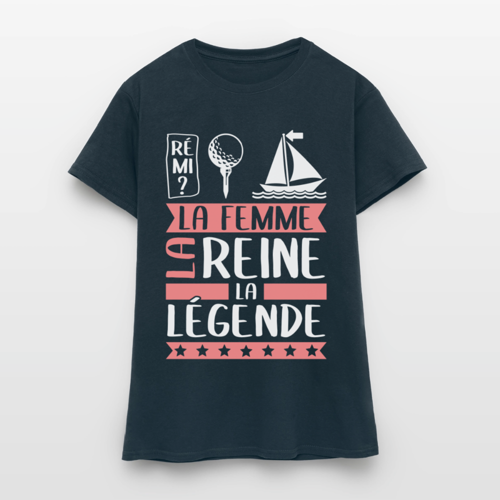 T-shirt femme Fatima rébus – La femme, la reine, la légende - marine