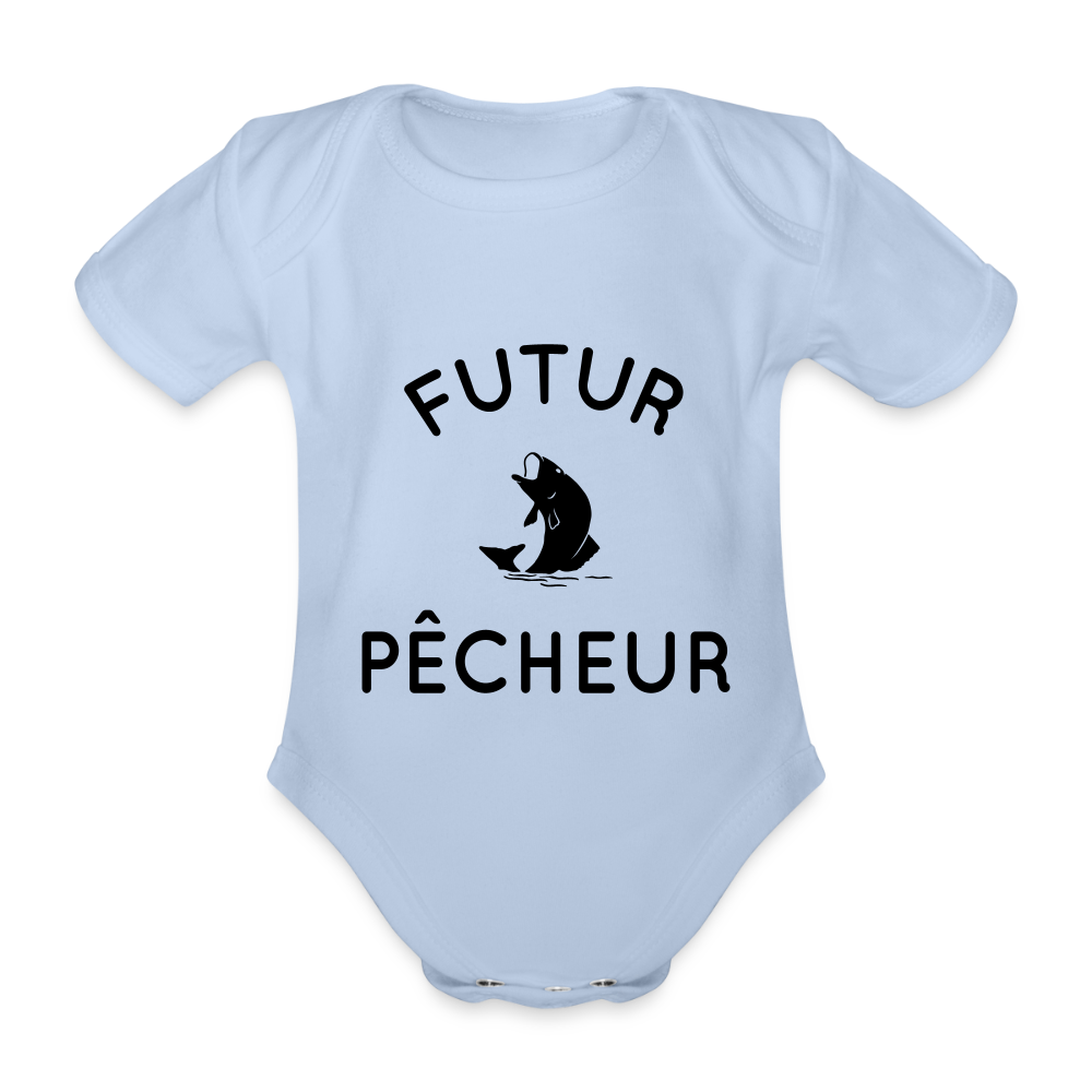 Body Bébé bio manches courtes - Futur pêcheur - ciel