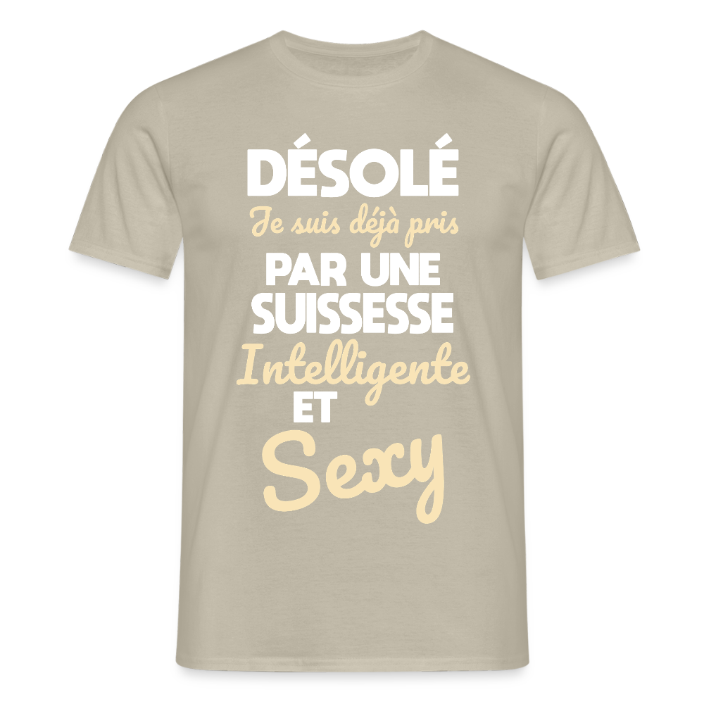 T-shirt Homme -  Je suis déjà pris par une Suissesse intelligente et sexy - beige sable