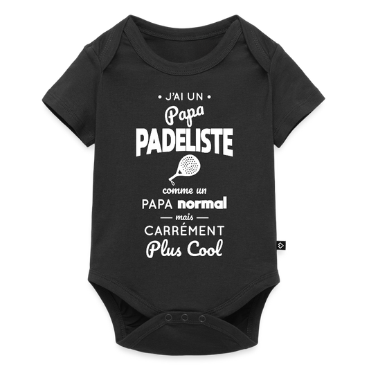 Body Bébé bio manches courtes - J'ai un papa padeliste - noir