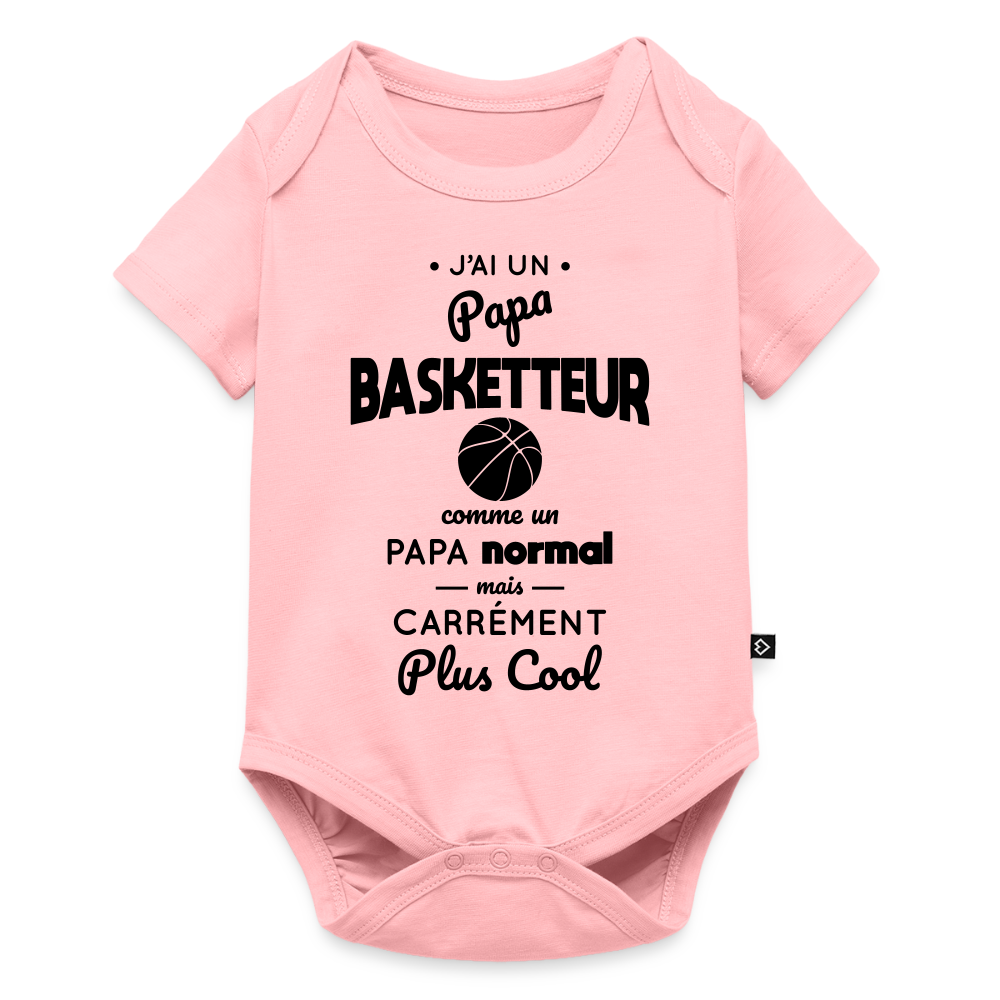 Body Bébé bio manches courtes - J'ai un papa basketteur - rose