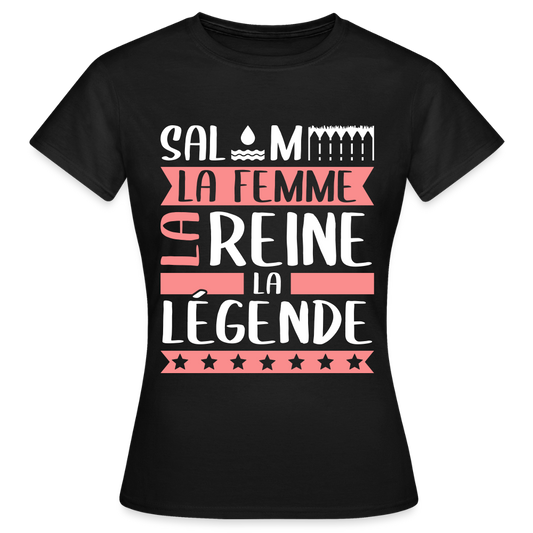 T-shirt femme Salomé rébus – La femme, la reine, la légende - noir