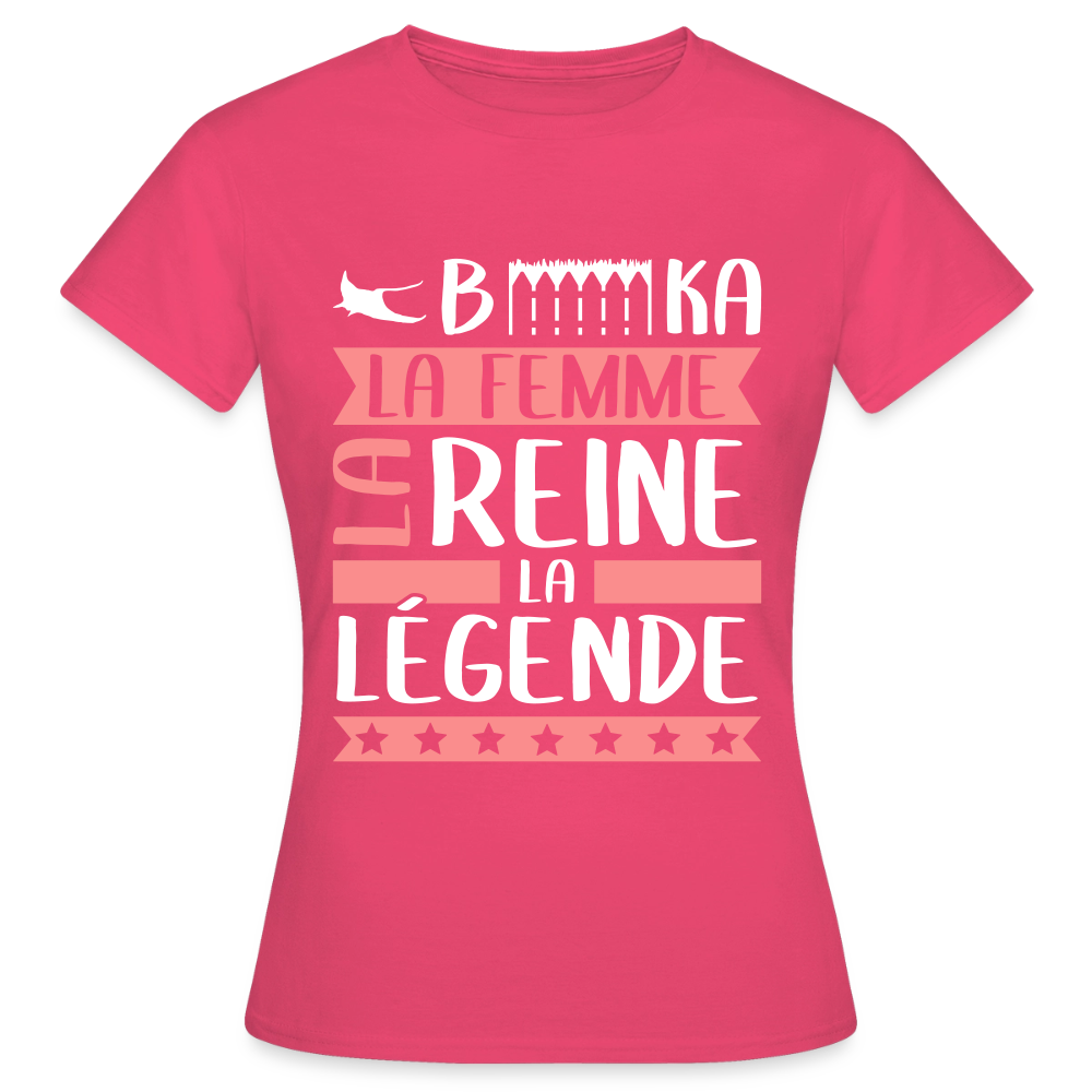 T-shirt femme Rébecca rébus – La femme, la reine, la légende - rose azalée