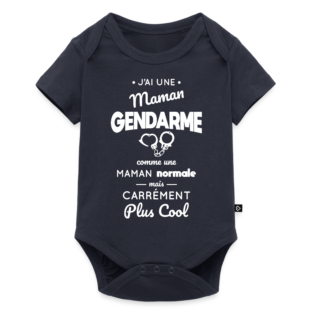Body Bébé bio manches courtes - J'ai une maman gendarme - bleu marine