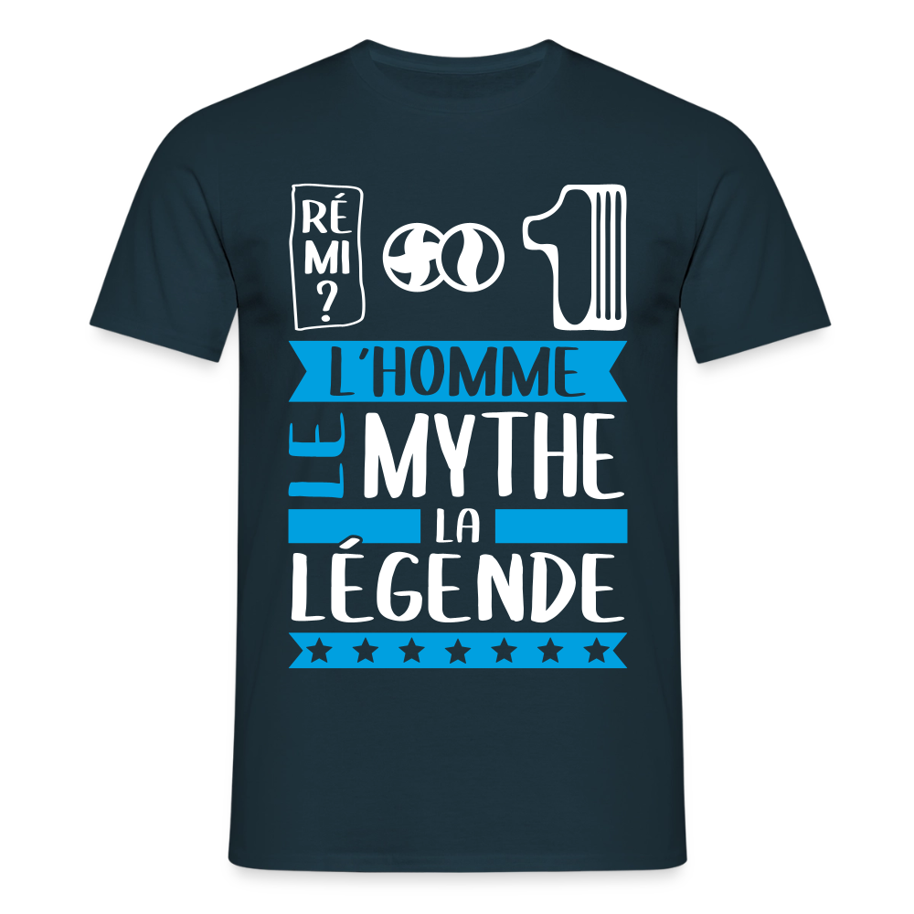 T-shirt homme Fabien rébus – L’homme, le mythe, la légende - marine