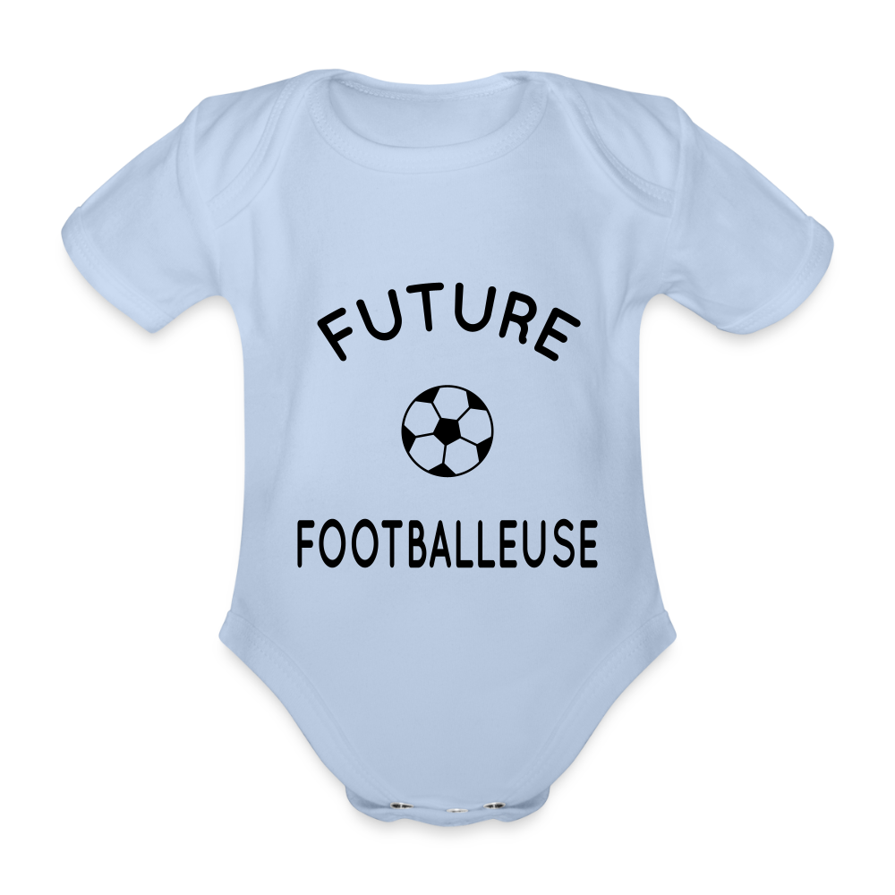 Body Bébé bio manches courtes - Future footballeuse - ciel