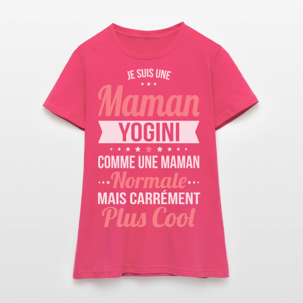 T-shirt Femme - Maman yogini plus cool - rose azalée