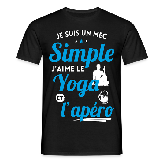 T-shirt Homme - J'aime le yoga et l'apéro - noir