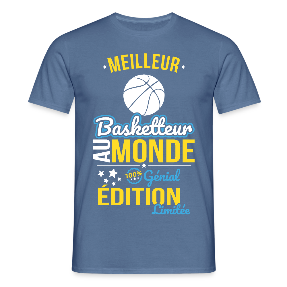 T-shirt Homme - Meilleur Basketteur au monde - 100% génial - bleu pigeon 