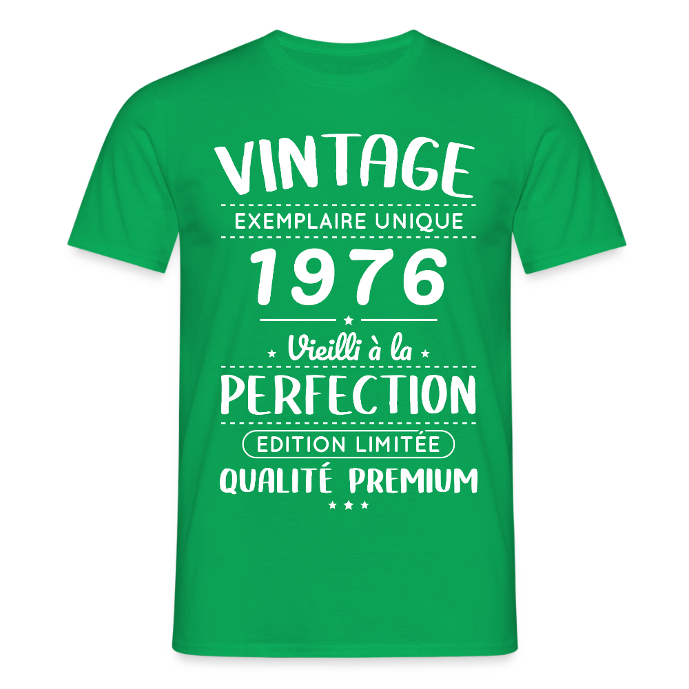 T-shirt anniversaire homme 50 ans – Vintage 1976 – Perfection - vert