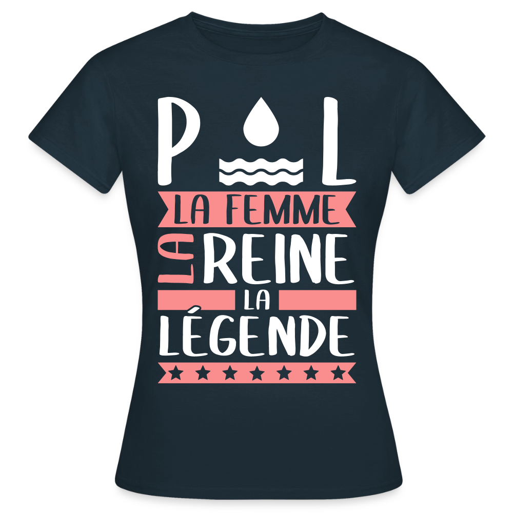 T-shirt femme Paule rébus – La femme, la reine, la légende - marine
