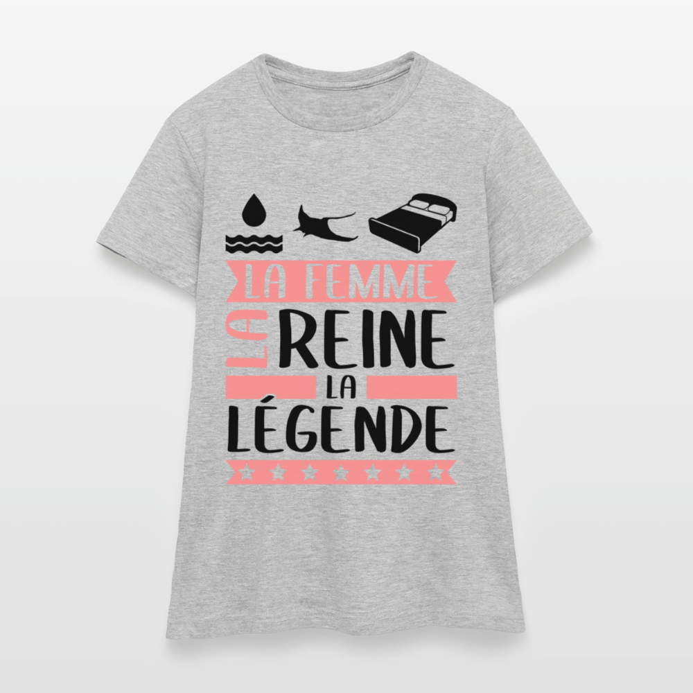 T-shirt femme coloris clair Aurélie rébus – La femme, la reine, la légende - gris chiné