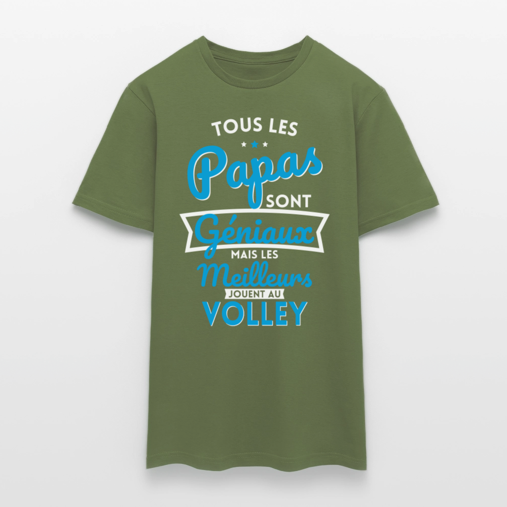 T-shirt Homme - Papas géniaux - Les meilleurs jouent au volley - vert militaire
