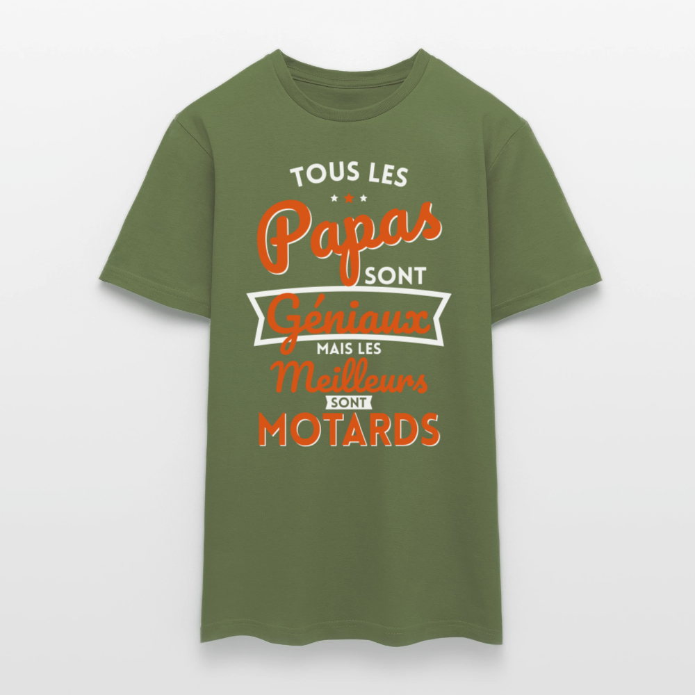 T-shirt Homme - Papas géniaux - Les meilleurs sont motards - vert militaire