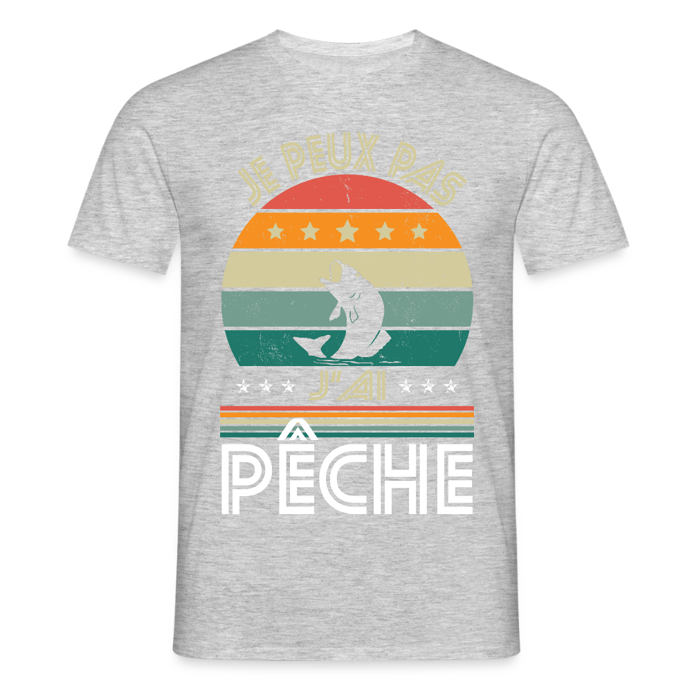 T-shirt Homme - Je peux pas j'ai Pêche - gris chiné