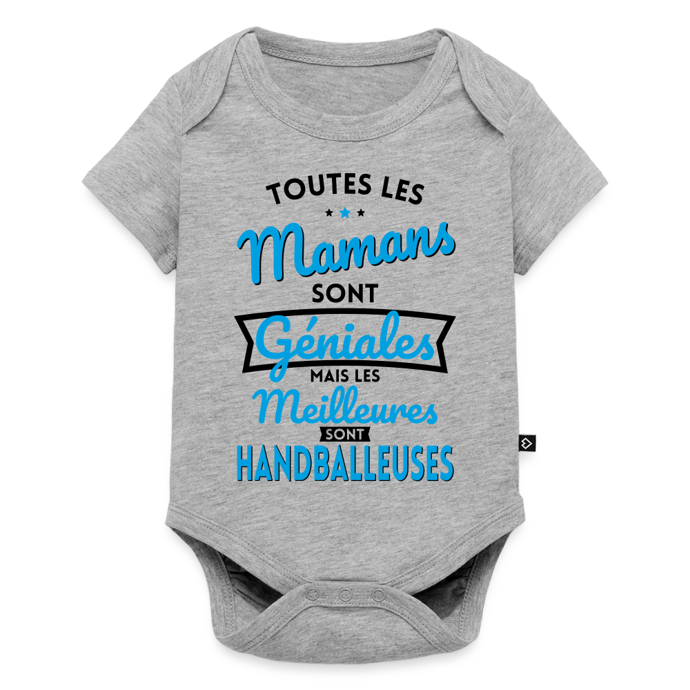 Body Bébé bio manches courtes - Mamans  géniales - Les meilleures sont handballeuses - gris chiné